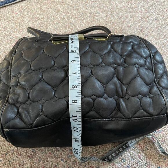 Betsey Johnson Quilted Heart Satchel Faux Leather Top Handle Purse - Picture 15 of 16